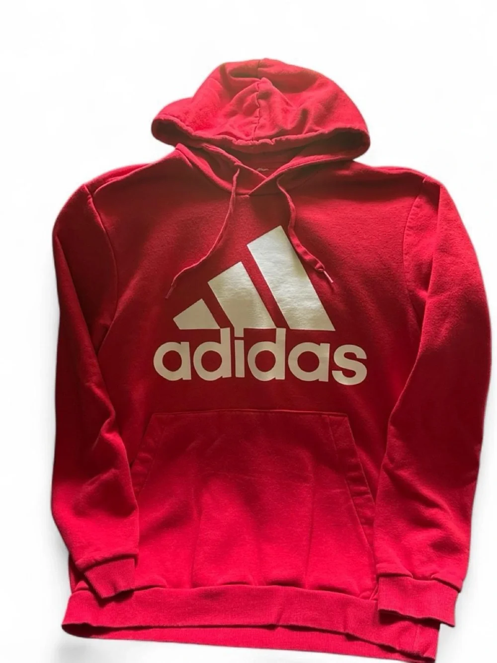 adidas Red Hoodie with White Logo - Men's Pullover Sweatshirt